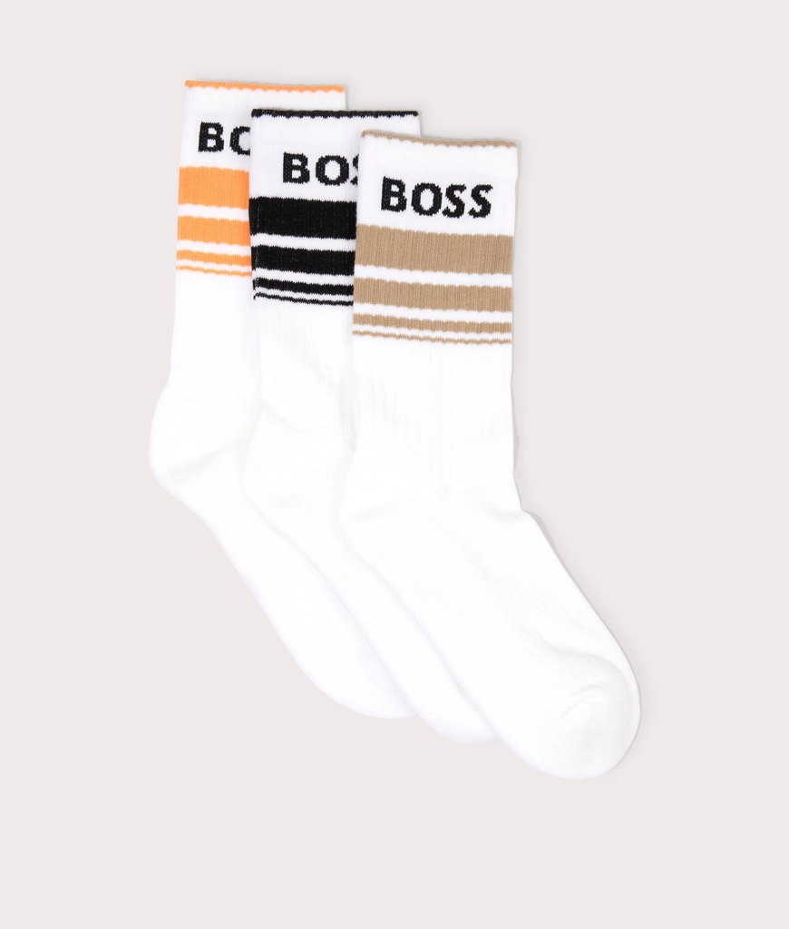Hugo Boss Mens 3 Pack Rib Stripe Socks